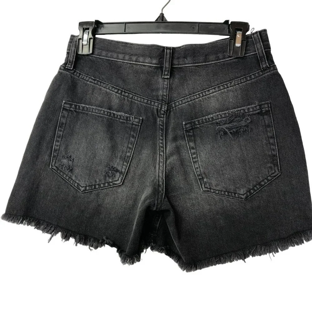 FREE PEOPLE MAGGIE‎ BLACK DISTRESSED SHORTS SIZE 24 NEW WITH TAG